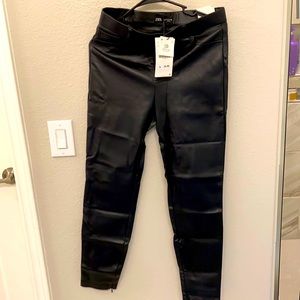 Sleek faux leather black jeggings from Zara size L